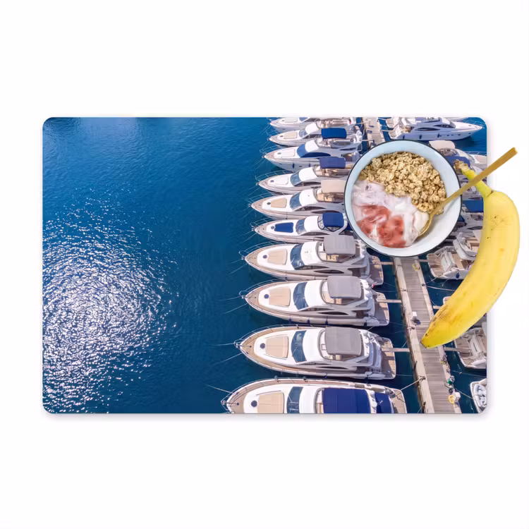 Placemat - 6 stuks - Boot - Jachthaven - Water - Zomer - Blauw — 1