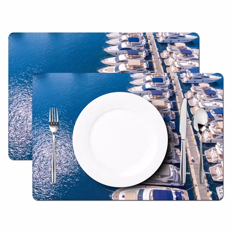 Placemat - 6 stuks - Boot - Jachthaven - Water - Zomer - Blauw — 2