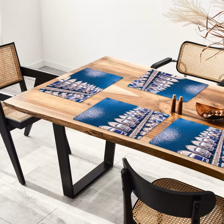 Placemat - 6 stuks - Boot - Jachthaven - Water - Zomer - Blauw — 5