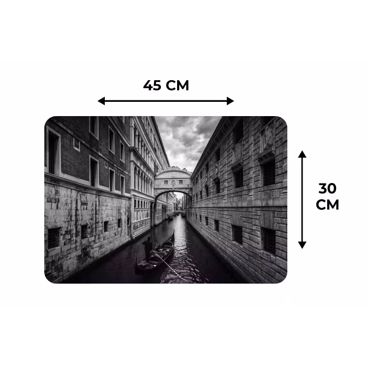 Placemat - 6 stuks - Boot - Waterweg - Stad - Zwart-wit - Architectuur — 3