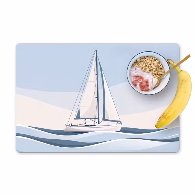 Placemat - 6 stuks - Boot - Zeil - Zee - Modern - Beige — 1