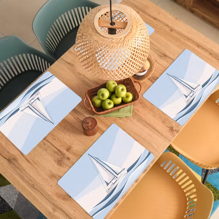 Placemat - 6 stuks - Boot - Zeil - Zee - Modern - Beige — 6