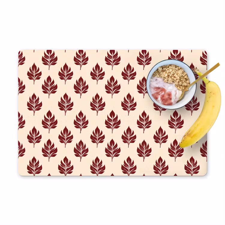 Placemat - 6 stuks - Botanisch - Patroon - Bordeaux — 1