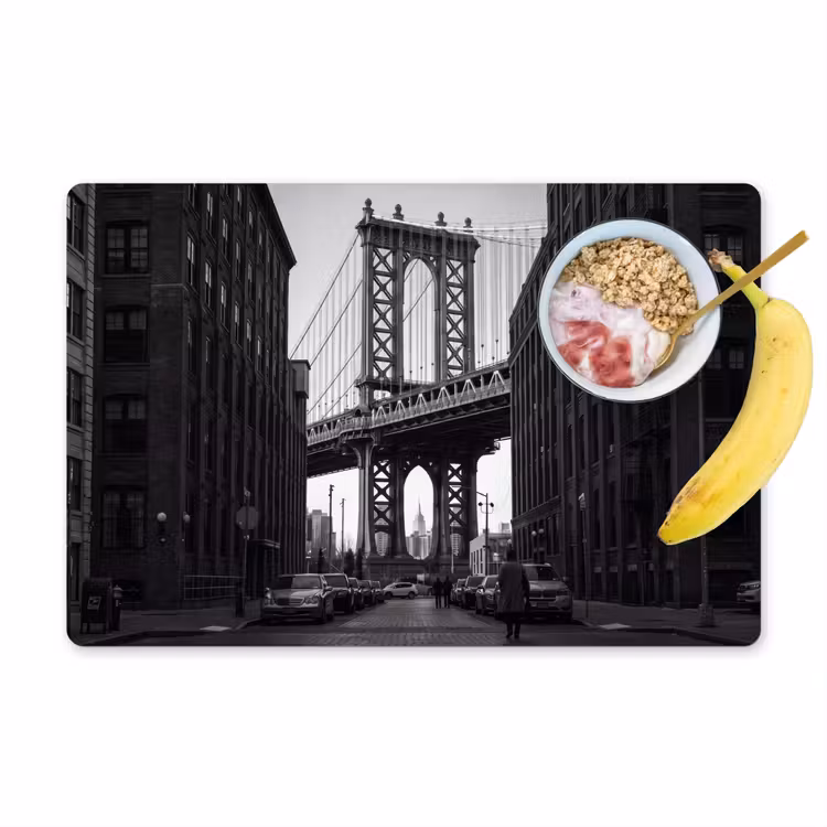 Placemat - 6 stuks - Brug - Stad - Architectuur - Modern - Zwart-wit — 1