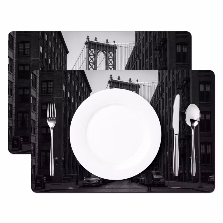Placemat - 6 stuks - Brug - Stad - Architectuur - Modern - Zwart-wit — 2
