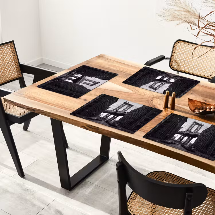 Placemat - 6 stuks - Brug - Stad - Architectuur - Modern - Zwart-wit — 5
