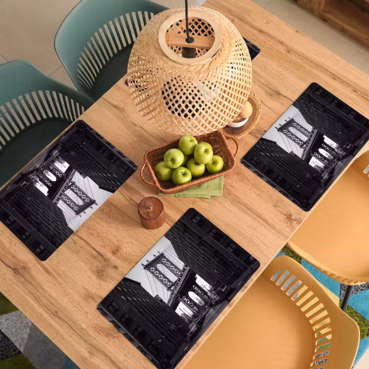 Placemat - 6 stuks - Brug - Stad - Architectuur - Modern - Zwart-wit — 6