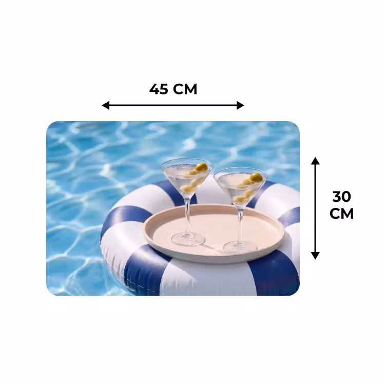 Placemat - 6 stuks - Cocktail - Zwembad - Zomer - Blauw — 3