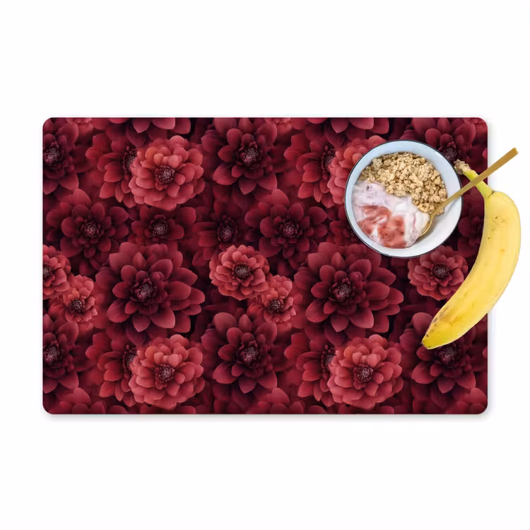 Placemat - 6 stuks - Dahlias - Bloemen - Rood — 1