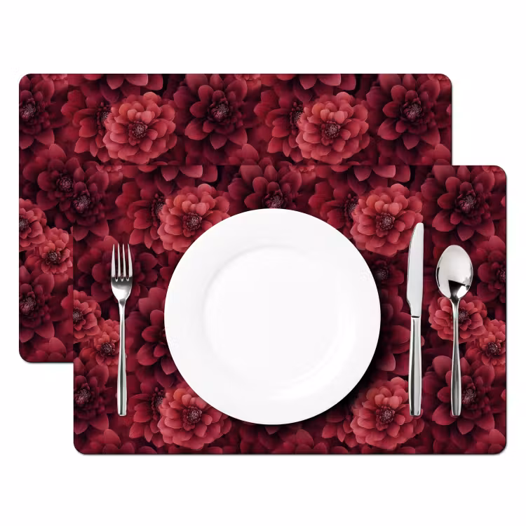 Placemat - 6 stuks - Dahlias - Bloemen - Rood — 2