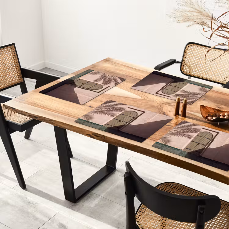 Placemat - 6 stuks - Deur - Hout - Architectuur - Groen - Rustiek — 5