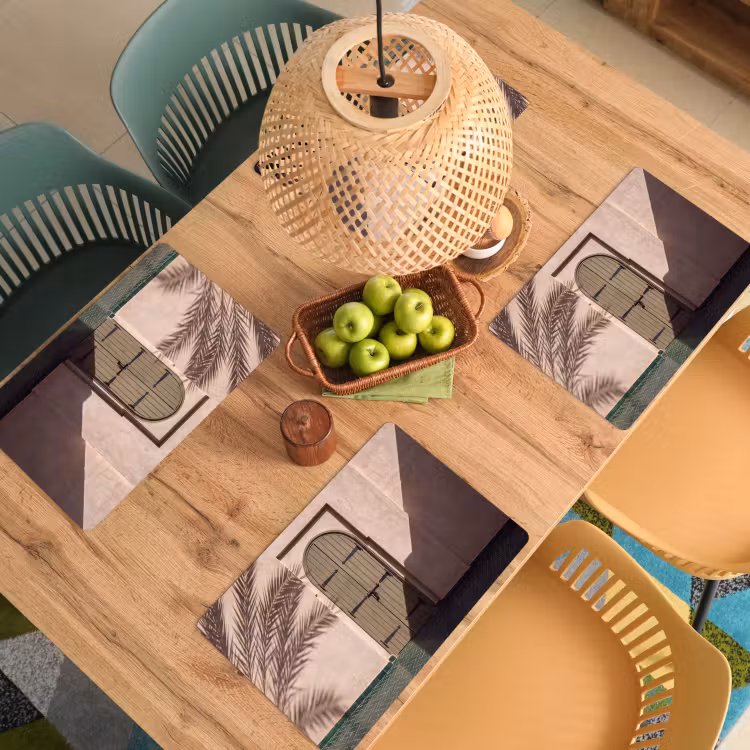 Placemat - 6 stuks - Deur - Hout - Architectuur - Groen - Rustiek — 6