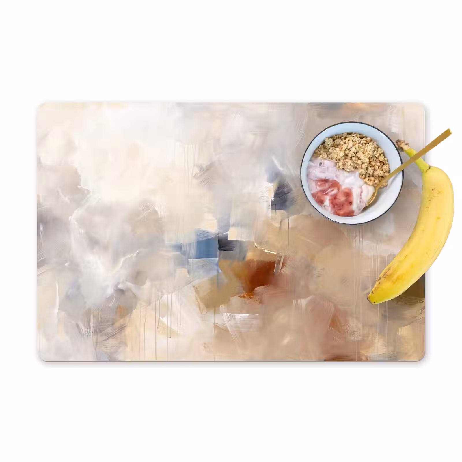 Placemat - 6 stuks - Abstract - Borstelstreken - Modern - Beige - Kunst — 1