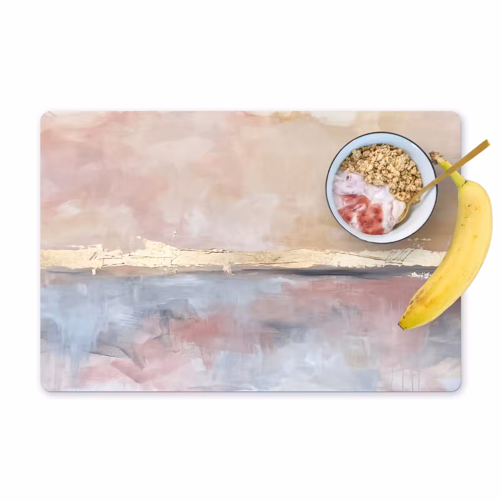 Placemat - 6 stuks - Abstract - Horizontaal - Kunst - Roze - Goud — 1