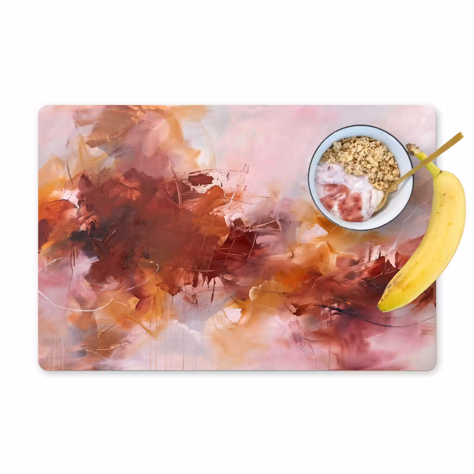 Placemat - 6 stuks - Abstract - Kleurrijk - Kunst - Modern - Roze-Rood — 1