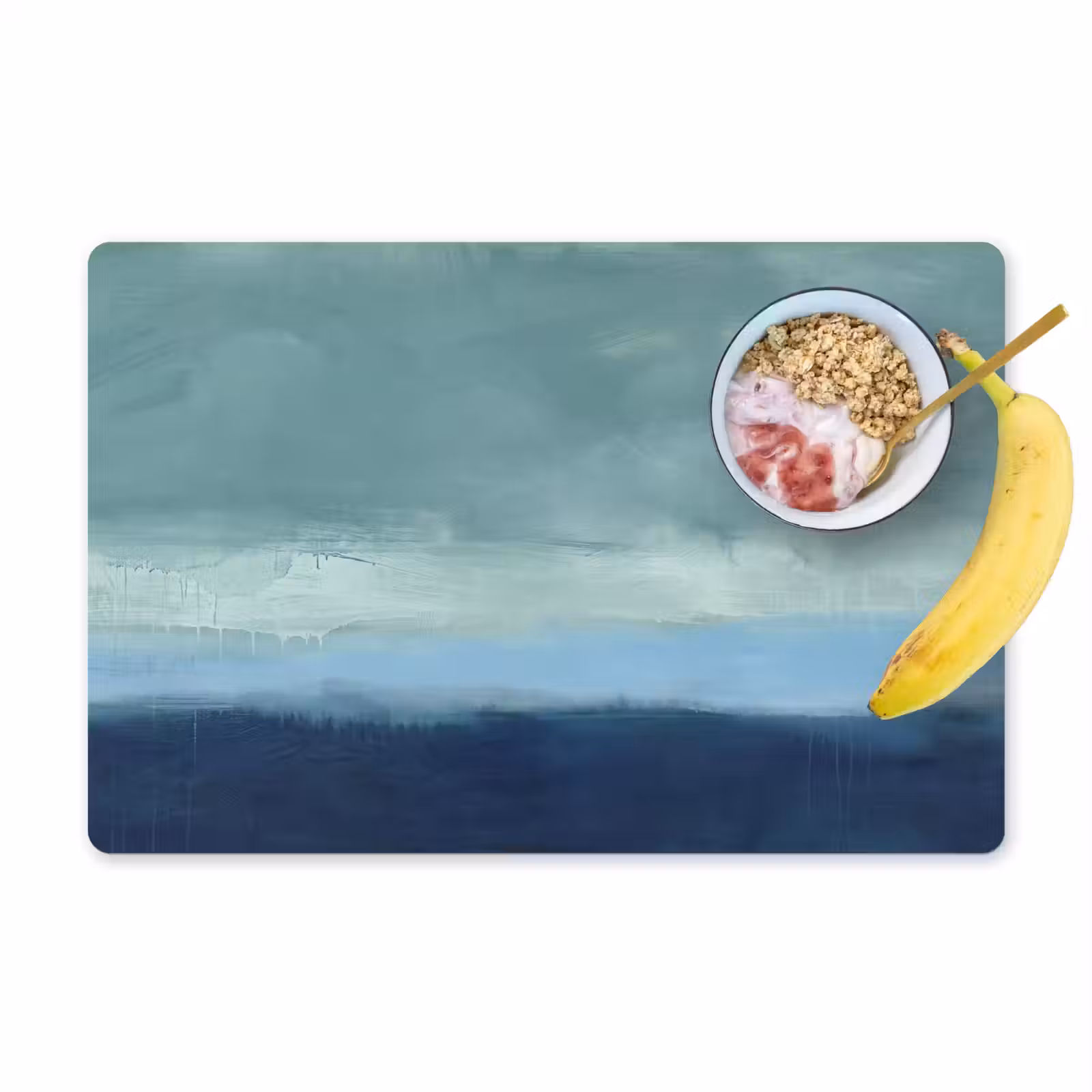 Placemat - 6 stuks - Abstract - Lagen - Rust - Modern - Blauw — 1