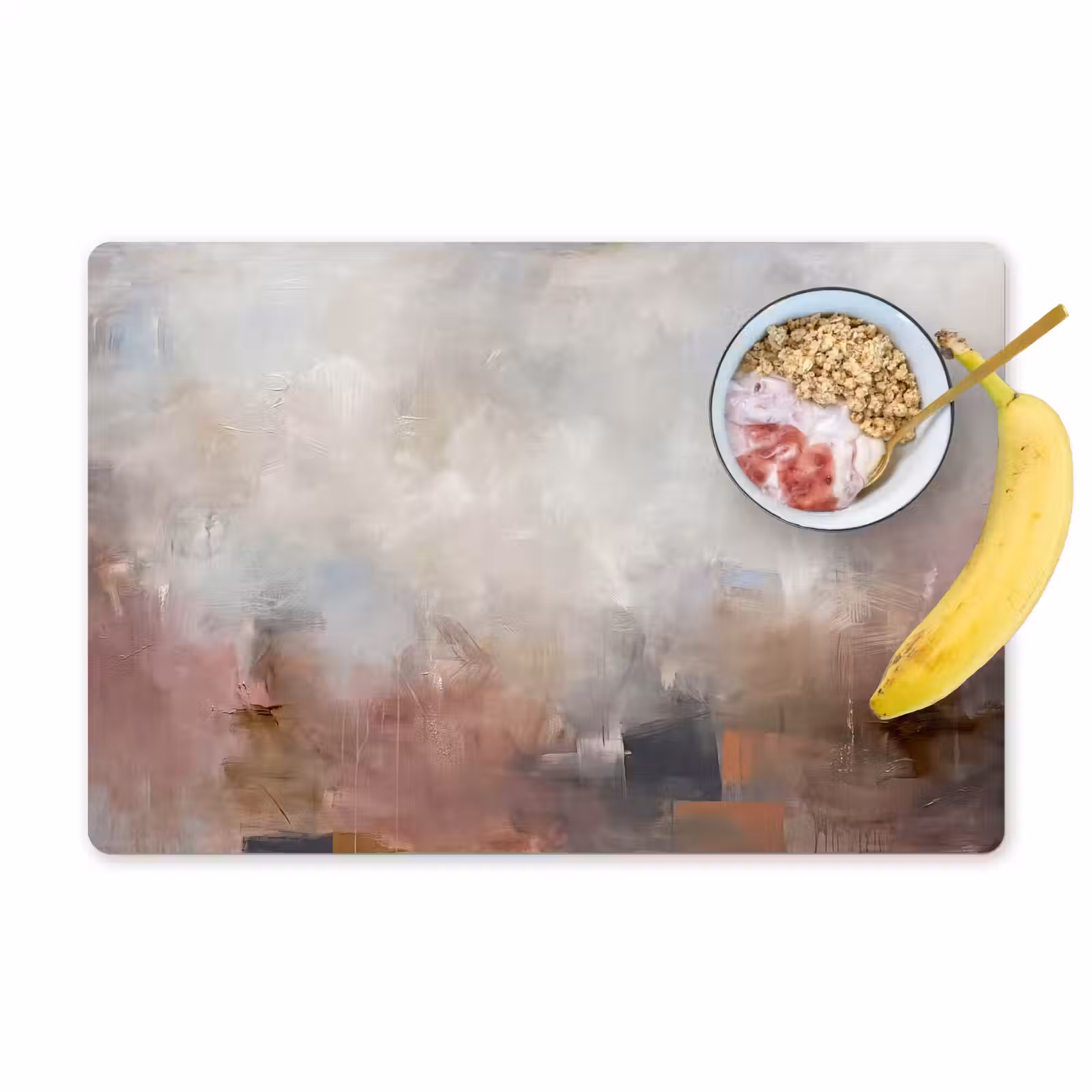 Placemat - 6 stuks - Abstract - Vloeiend - Kunst - Modern - Beige — 1