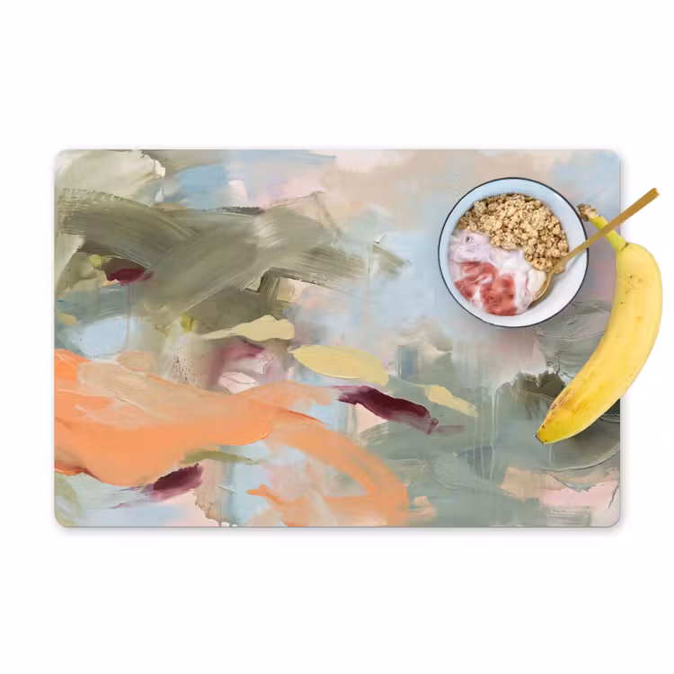 Placemat - 6 stuks - Abstract - Borstelstreken - Kunst - Modern - Pastel — 1