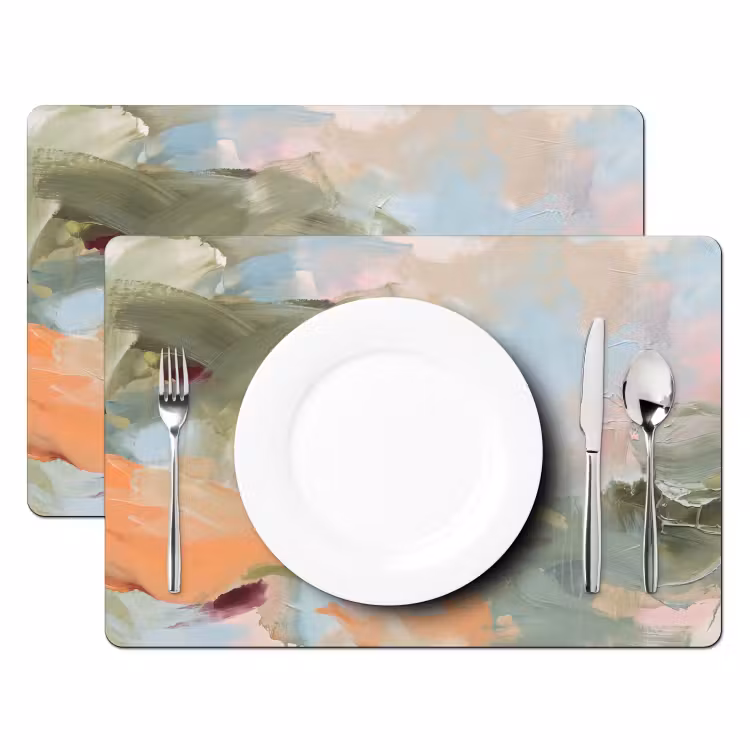 Placemat - 6 stuks - Abstract - Borstelstreken - Kunst - Modern - Pastel — 2
