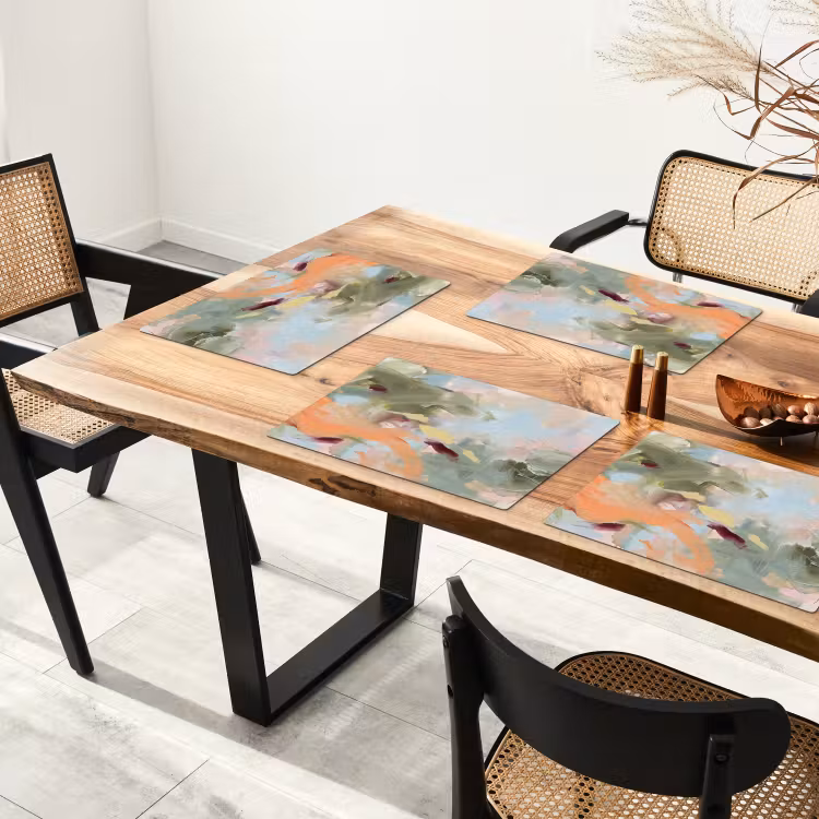 Placemat - 6 stuks - Abstract - Borstelstreken - Kunst - Modern - Pastel — 5
