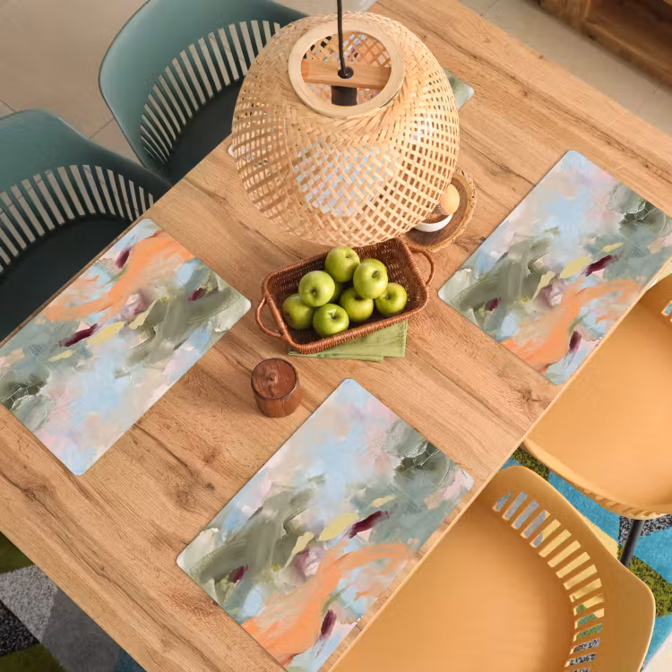Placemat - 6 stuks - Abstract - Borstelstreken - Kunst - Modern - Pastel — 6