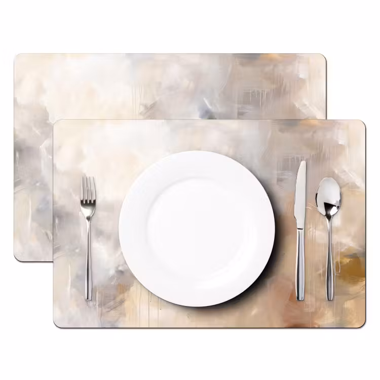 Placemat - 6 stuks - Abstract - Borstelstreken - Modern - Beige - Kunst — 2