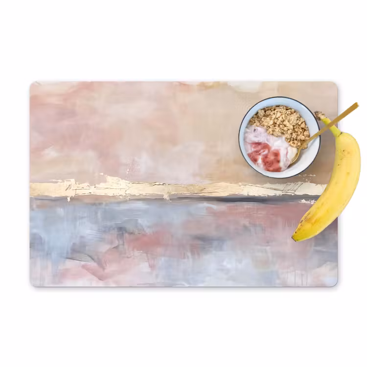 Placemat - 6 stuks - Abstract - Horizontaal - Kunst - Roze - Goud — 1