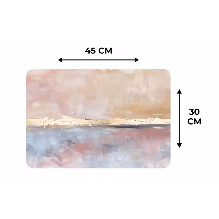 Placemat - 6 stuks - Abstract - Horizontaal - Kunst - Roze - Goud — 3