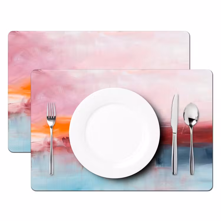Placemat - 6 stuks - Abstract - Kleuren - Modern - Kunst - Roze — 2