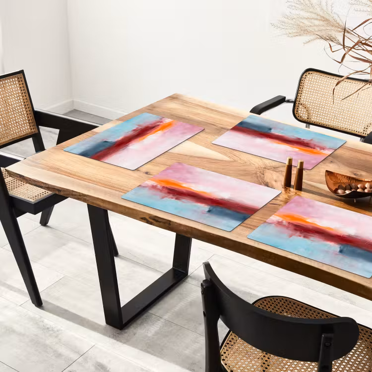 Placemat - 6 stuks - Abstract - Kleuren - Modern - Kunst - Roze — 5