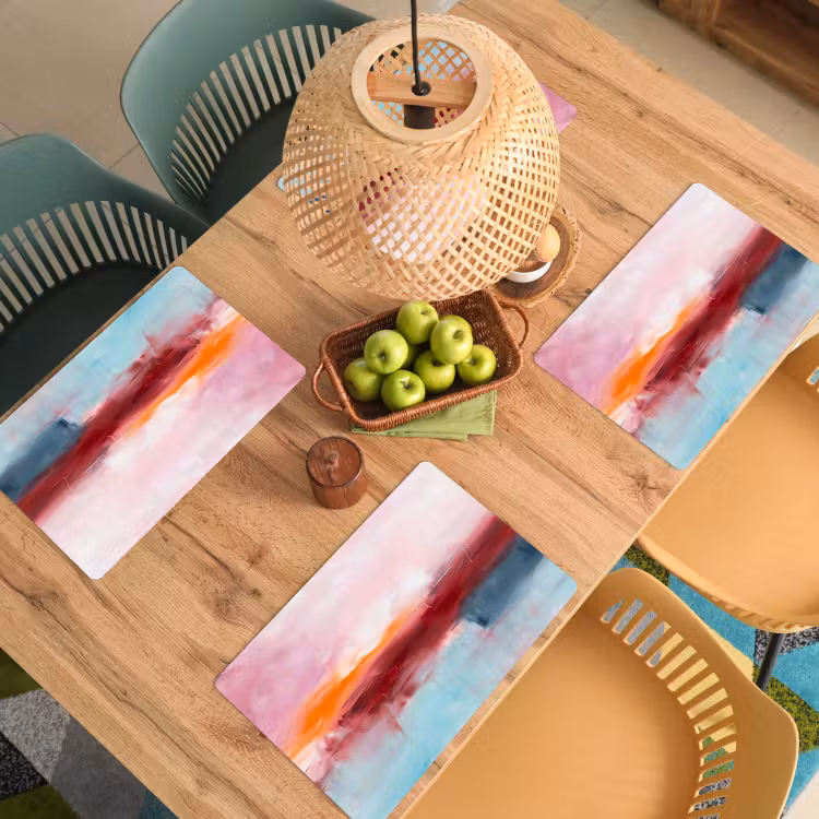 Placemat - 6 stuks - Abstract - Kleuren - Modern - Kunst - Roze — 6