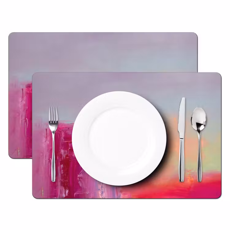 Placemat - 6 stuks - Abstract - Kleuren - Modern - Roze — 2