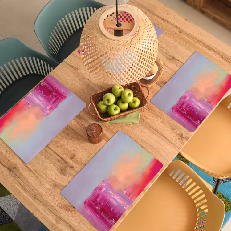 Placemat - 6 stuks - Abstract - Kleuren - Modern - Roze — 6