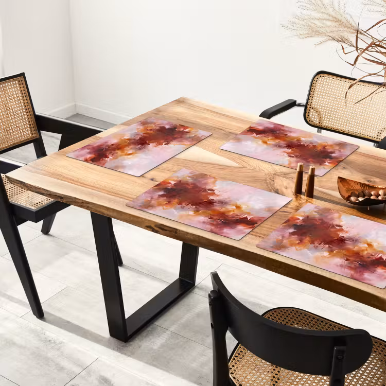 Placemat - 6 stuks - Abstract - Kleurrijk - Kunst - Modern - Roze-Rood — 5