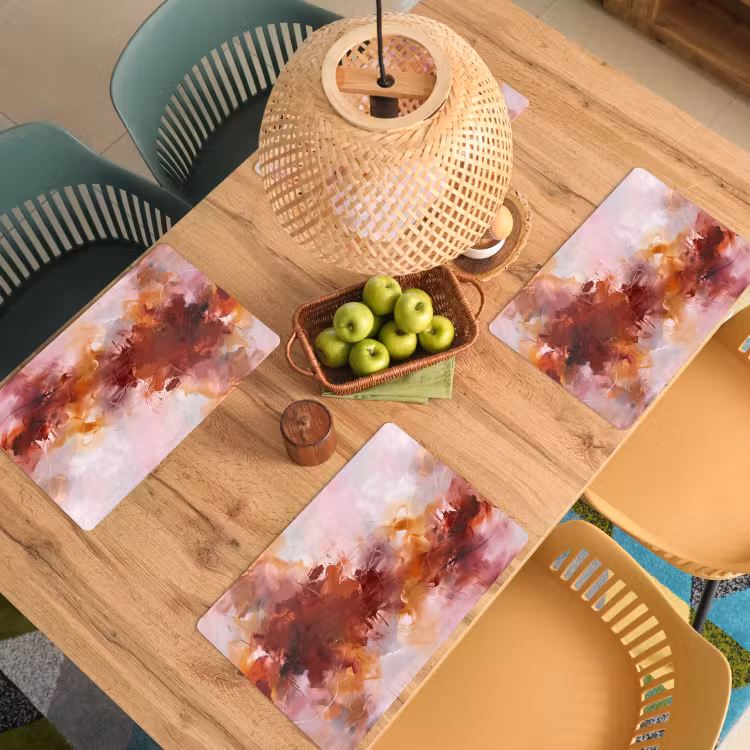 Placemat - 6 stuks - Abstract - Kleurrijk - Kunst - Modern - Roze-Rood — 6
