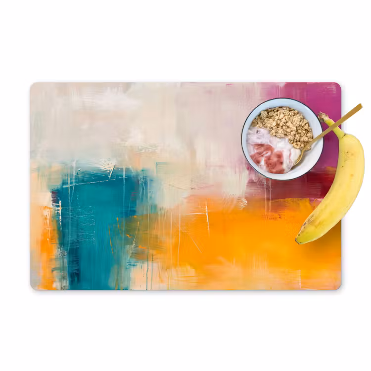 Placemat - 6 stuks - Abstract - Kleurrijk - Modern - Kunst - Oranje — 1
