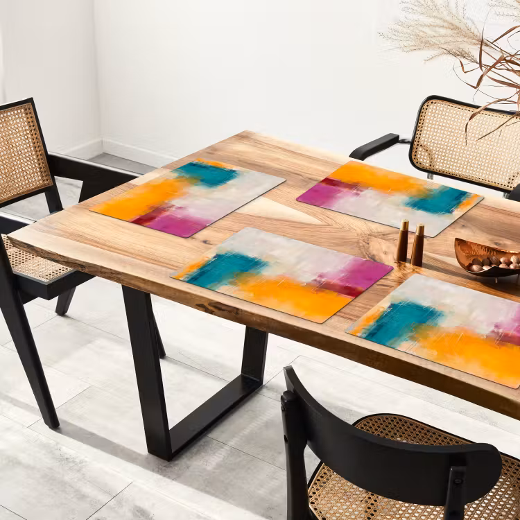 Placemat - 6 stuks - Abstract - Kleurrijk - Modern - Kunst - Oranje — 5