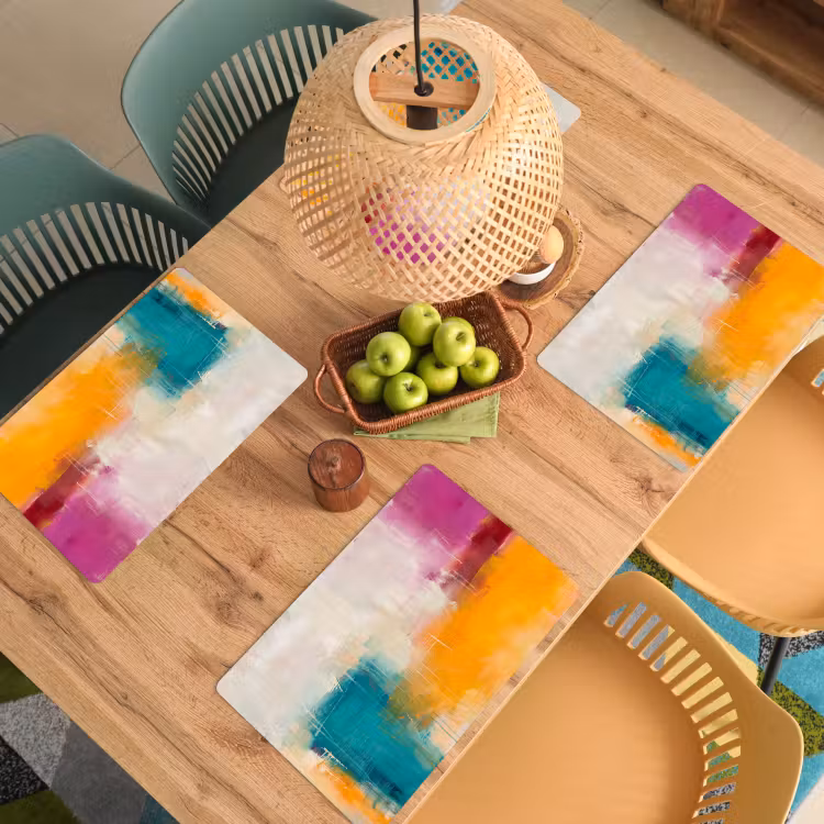 Placemat - 6 stuks - Abstract - Kleurrijk - Modern - Kunst - Oranje — 6
