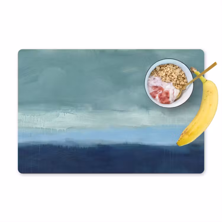 Placemat - 6 stuks - Abstract - Lagen - Rust - Modern - Blauw — 1