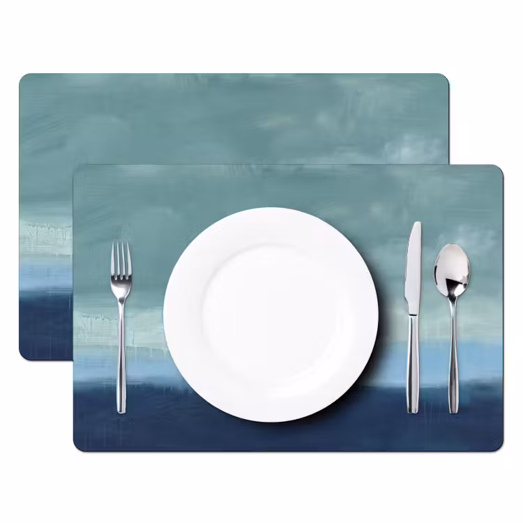 Placemat - 6 stuks - Abstract - Lagen - Rust - Modern - Blauw — 2