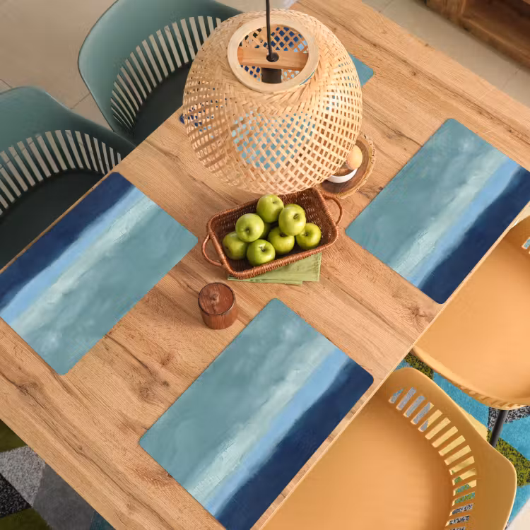 Placemat - 6 stuks - Abstract - Lagen - Rust - Modern - Blauw — 6