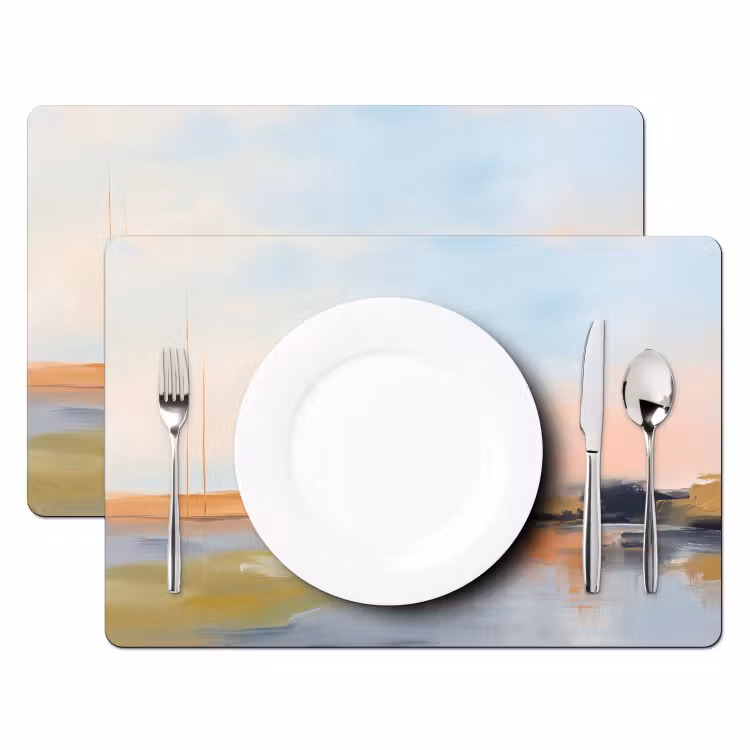 Placemat - 6 stuks - Abstract - Landschap - Horizon - Modern - Kleurrijk — 2