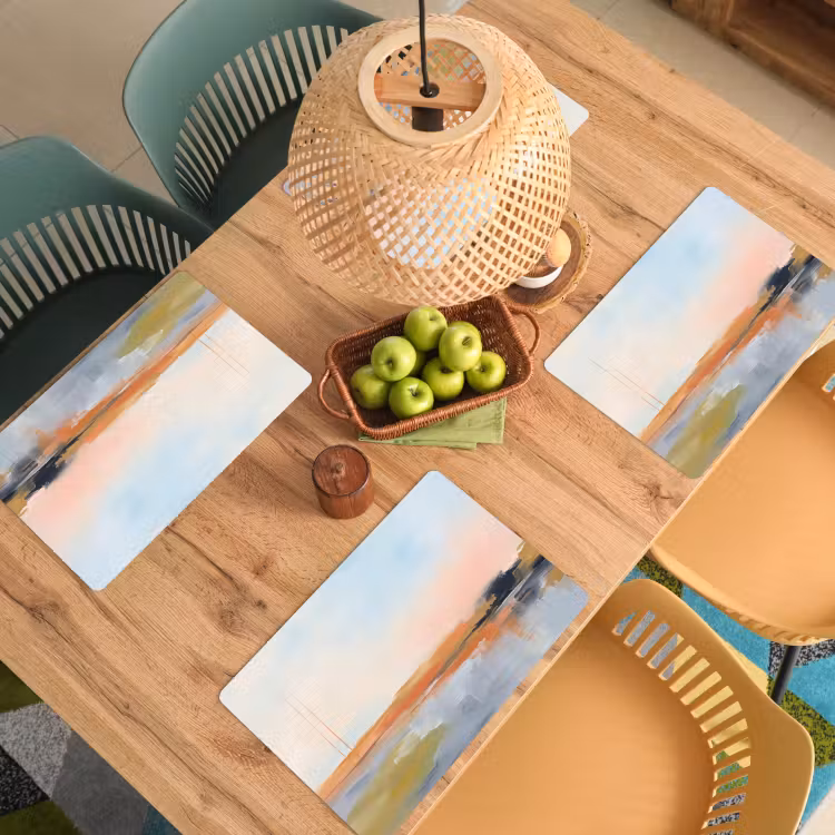 Placemat - 6 stuks - Abstract - Landschap - Horizon - Modern - Kleurrijk — 6