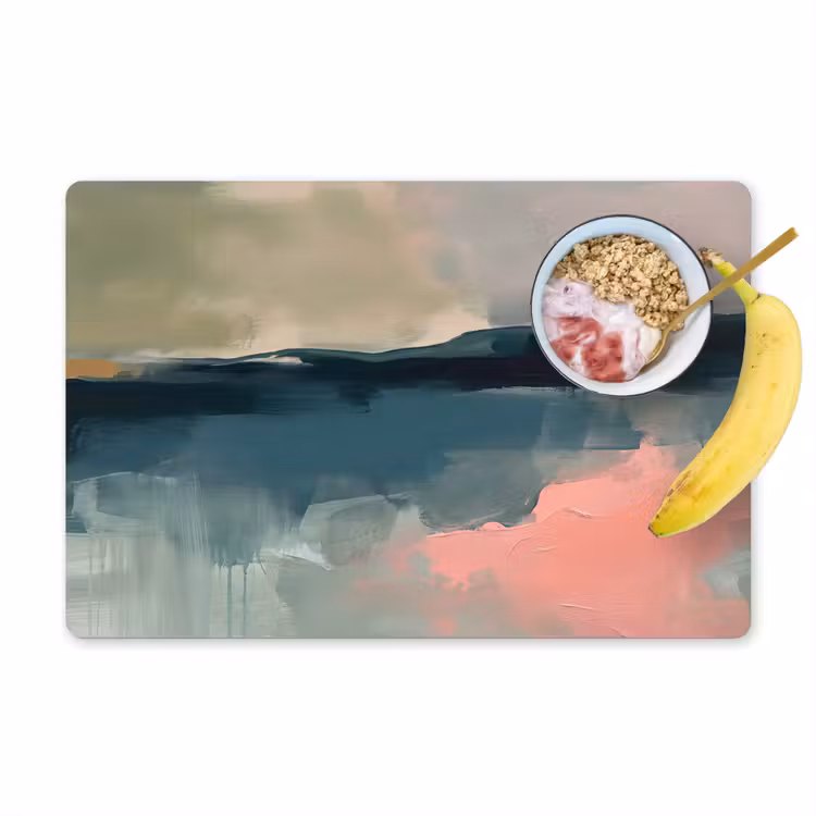 Placemat - 6 stuks - Abstract - Landschap - Kunst - Modern - Groen - Blauw — 1