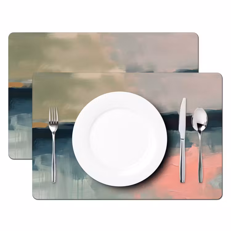 Placemat - 6 stuks - Abstract - Landschap - Kunst - Modern - Groen - Blauw — 2