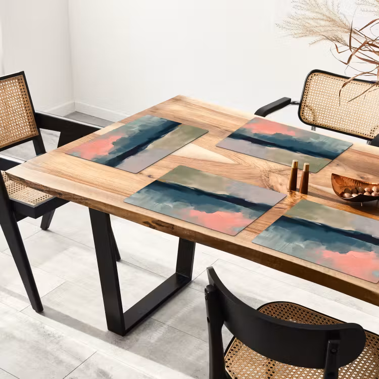 Placemat - 6 stuks - Abstract - Landschap - Kunst - Modern - Groen - Blauw — 5