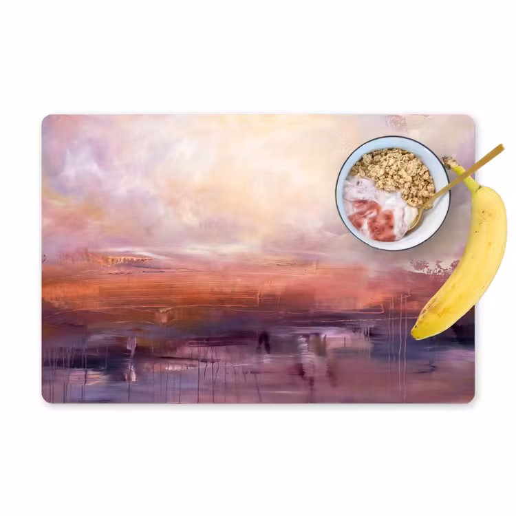 Placemat - 6 stuks - Abstract - Landschap - Modern - Paars - Oranje — 1