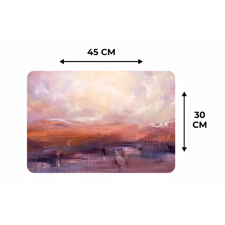 Placemat - 6 stuks - Abstract - Landschap - Modern - Paars - Oranje — 3