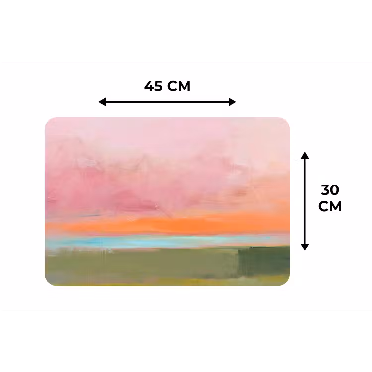 Placemat - 6 stuks - Abstract - Landschap - Modern - Roze - Oranje — 3