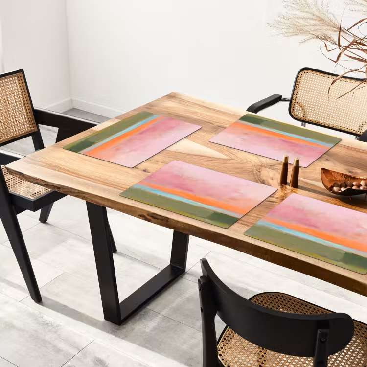 Placemat - 6 stuks - Abstract - Landschap - Modern - Roze - Oranje — 5